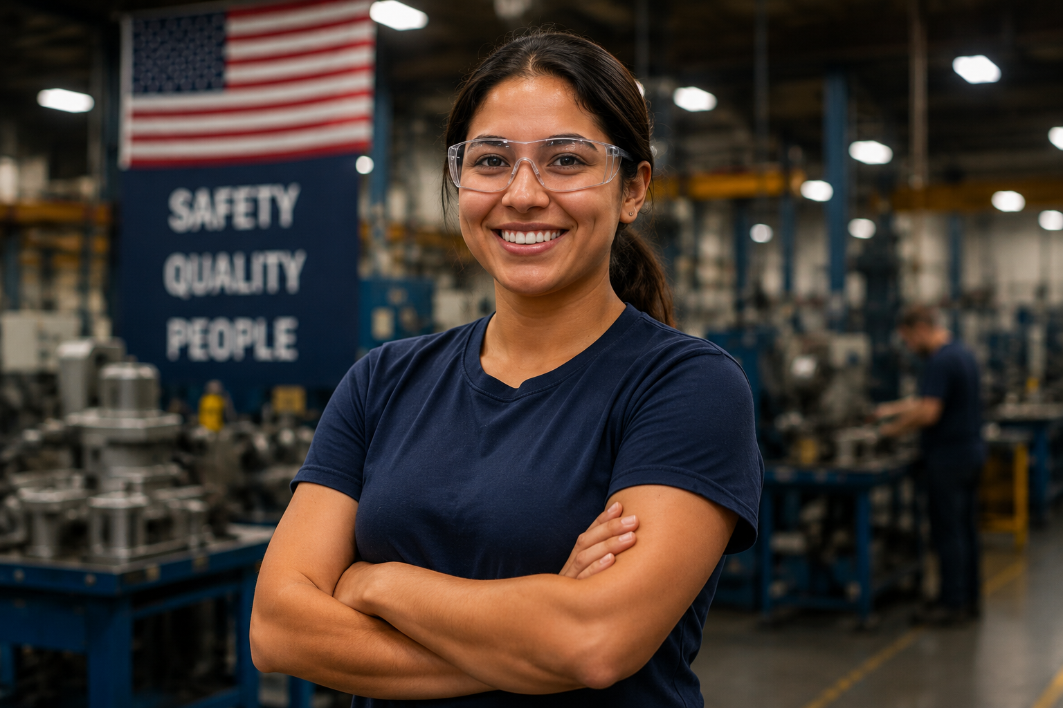 Workers on a manufacturing production floor