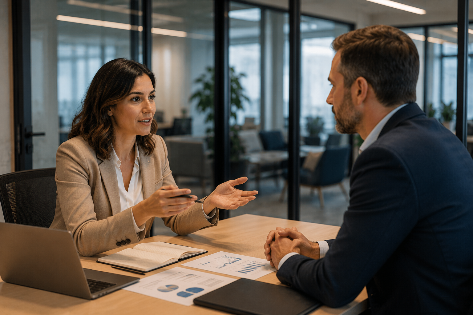 Agile recruiter consulting with a manufacturing client