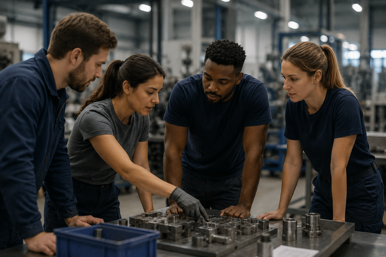 Production team on manufacturing floor